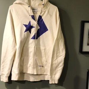 White Converse Zip Up Sweater 2XL